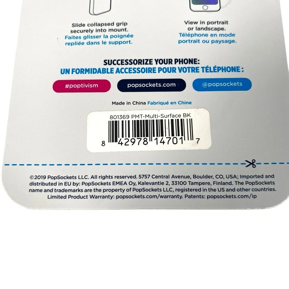 PopSockets PopMount Multi-Surface Mount PopSockets PopGrip‎ Black NEW